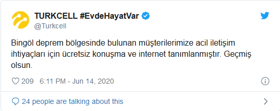 Turkcell Deprem Hediye İnternet