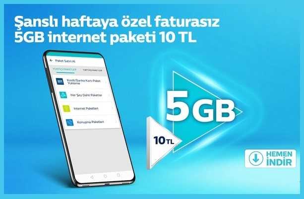 Türk Telekom Faturasız 5GB İnternet Paketi 10 TL