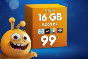 turkcell 3 aylık paketler 16 gb 120 tl paketi faturasız turkcell