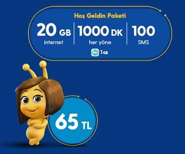 Hoş Geldin 20 GB Paketi 65 TL