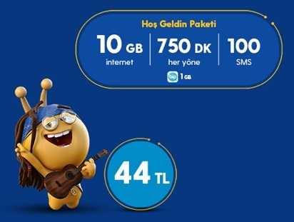 Turkcell Numara Taşıma Hoşgeldin 10 GB Paketi 44TL