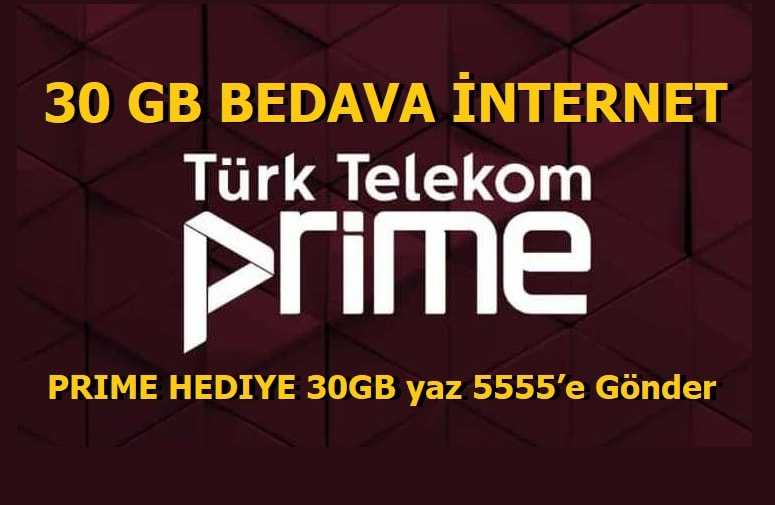 Türk telekom prime 30 gb bedava i̇nternet