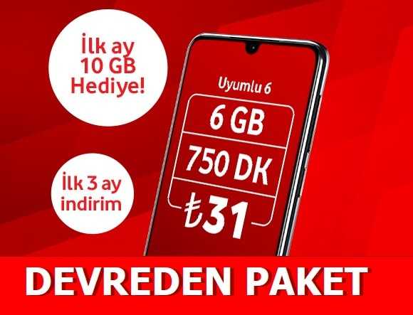 Vodafone Devreden Uyumlu Tarifeler 15 GB Bedava İnternet