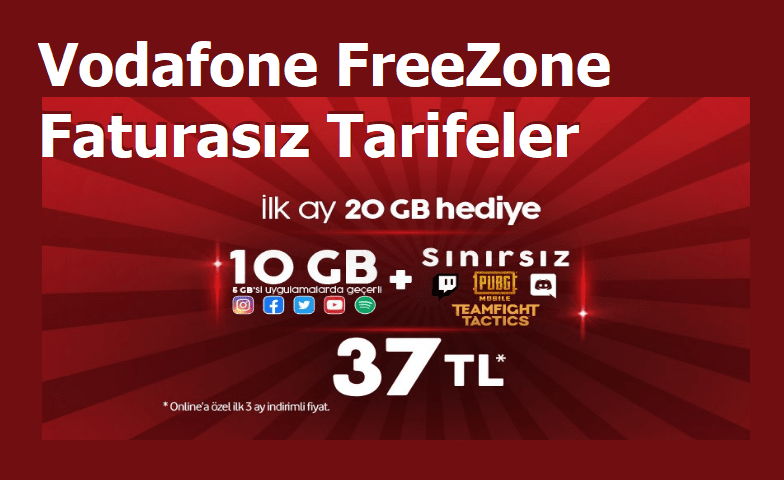 Vodafone Freezone Faturasiz Tarifeler 2021