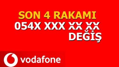 Vodafone numaranın son 4 hanesini değiştirme