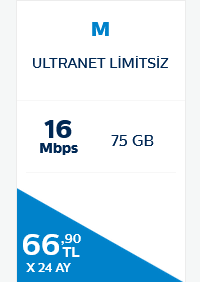 Türk Telekom 16 mbps fiyatı 66,90 TL