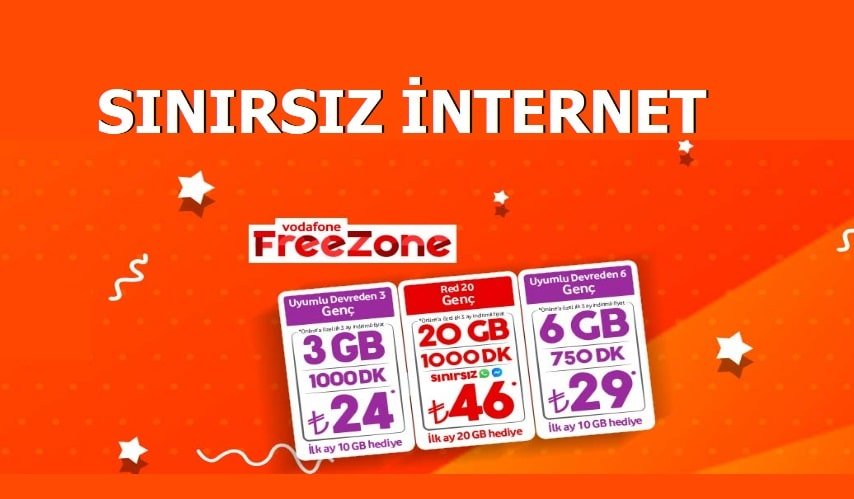 Vodafone FreeZone Sınırsız İnternet Tarifeleri