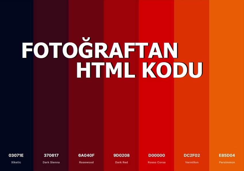 HTML Yazı Renk Kodları