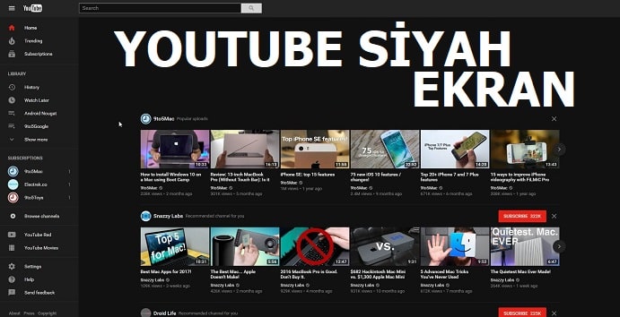 YouTube Siyah Ekran