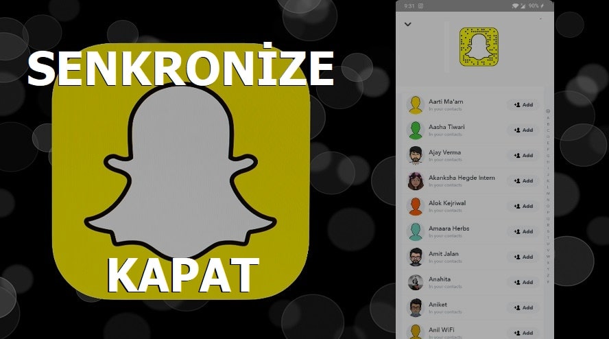 Snapchat Senkronize Kapatma