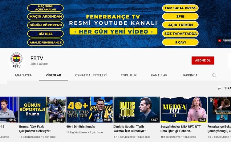 Fenerbahçe youtube katıl ücreti̇