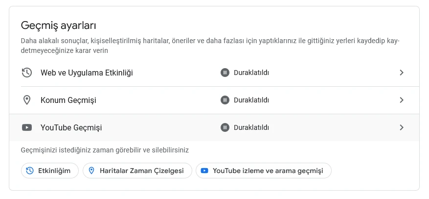 Google Arama Geçmişi Silme