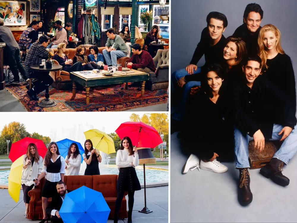 Friends dizisi oyuncuları ve kamera arkası görüntüleri, oyuncuların yaşları ve özel hayatları