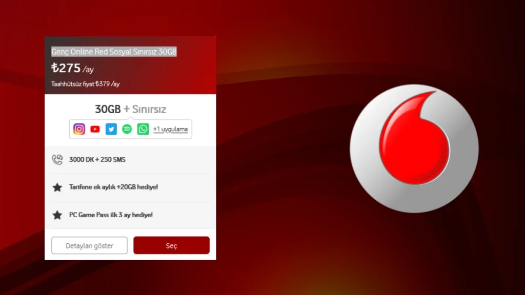Vodafone faturalı tarifeler 2023 - red tarifeler sınırsız