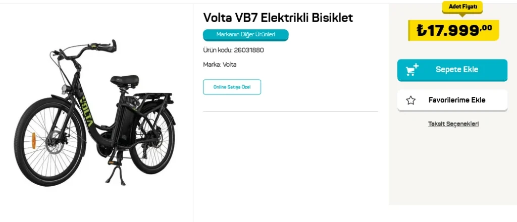 A101 elektrikli bisiklet fiyatı