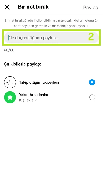 İnstagram Not Özelliği Açma