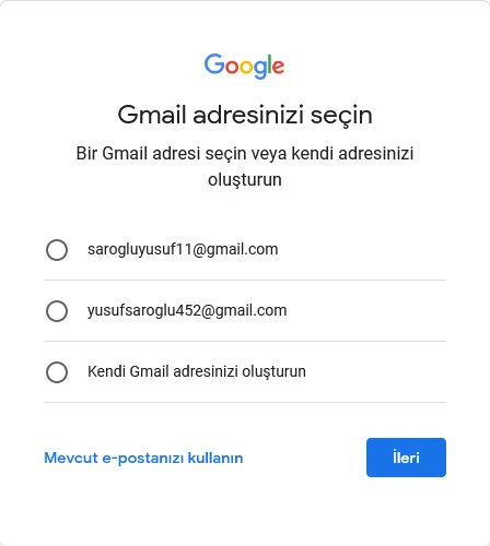 Gmail hesabı aç