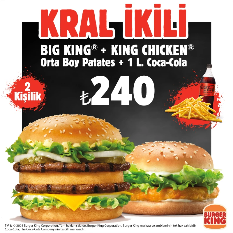 Burger king menü fiyatları